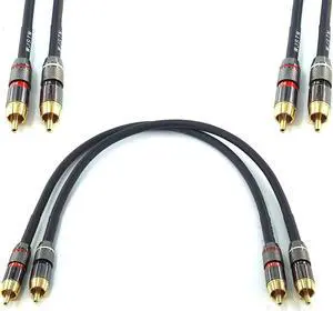 RCA to RCA Cable 1ft Stereo Audio Cable 1rca to 1rca Cable Short Apply to with Speaker AMP Turntable Receiver Home Theater Subwoofer Double Shielded 2Pack