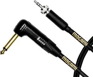 Gold BPSE TS-24R Belt Pack Instrument Cable for Wireless Instrument Systems 1/4 TS Male Plug to 3.5mm Locking TRS Male Plug Right Angle to Straight Connectors 24 Inch