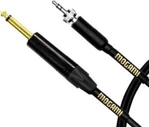 Gold BPSE TS-24 Belt Pack Instrument Cable for Wireless Instrument Systems 1/4 TS Male Plug to 3.5mm Locking TRS Male Plug Straight Connectors 24 Inch