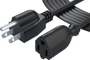 12 Ft Power Extension Cord Cable Extender - 18AWG NEMA 5-15P to 5-15R Strip Liberator Charger Outlet Saver Extra Long 12FT
