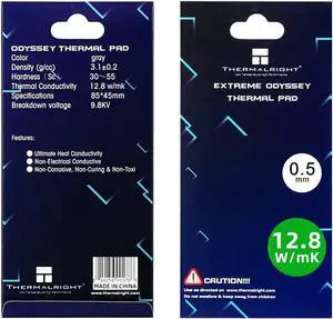 Thermal Pad 0.5mm 12.8 W/mK 85x45x0.5mm Thermalright Non Conductive Heat Resistance Extreme Odyssey Silicone Thermal Pads for PC Laptop Heatsink/CPU/GPU/LED/PS5/PS4/SSD/RAM Cooler -0.5mm