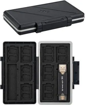 24 Slots Memory Card Case Holder for 16 Micro SD Cards 8 SD Cards Includes a 3 in 1 Type C USB 3.0 Micro USB 2.0 Memory Card Reader Water-Resistant Anti-Shock