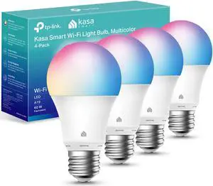 Light Bulbs Full Color Changing Dimmable Smart WiFi Bulbs Compatible with Alexa and Google Home A19 9W 800 Lumens 2.4Ghz only No Hub Required 4-Pack multicolor (KL125P4)
