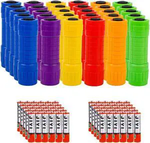 Small Mini Flashlights Pack of 30 Assorted Colors New Type Cob Light With Battery
