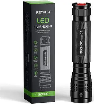 S2000 LED Flashlight High Lumens Super Bright Powerful Mid-Size Tactical Flashlight with 3 Modes Zoomable Water Resistant Flashlights for Home Emergencies Camping Outdoor Use