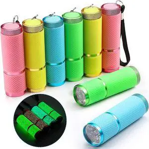 8 Pieces 8 Pieces Glow in Dark Flashlights Set 9 LED Mini Flashlights Rubber Coated with Handle LED Fluorescent Aluminum Portable Flashlight for Parties Hiking Camping 4 Colors