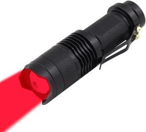 High Power One Mode Red LED Flashlight Powerful Single Mode Red Flashlight Red Light Flashlight Red LED Red Light Torch for Astronomy Aviation Night Observation-Black