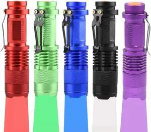 Multicolored Flashlight Pack: Red, Blue, Green, 395 UV, White LED