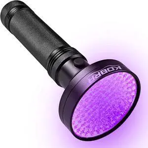 Kobra UV Black Light Flashlight 395nm - 100 LED Portable UV Light & Black Light for Pet Urine Detection - Home or Hotel Bed Bugs Leaks & Counterfeit Money Inspection - 18W (Black)