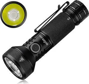 77outdoor Rechargeable Flashlight, Sofirn IF22A 2100 High Lumen 690m Max Powerful Thrower Flashlight with SFT-40 LED, TIR Lens, Discharge Output for Hiking (Black)