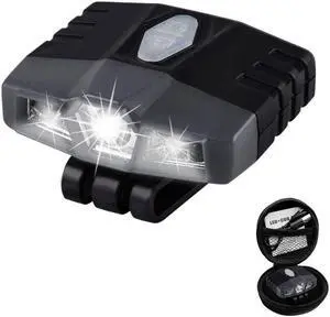 Ultra Bright Mini Hands Free Cree LED Clip on Cap Light - Rechargeable Waterproof Hat Light Flashlight Portable Headlamp for Fishing Camping Hand Work Baseball Caps