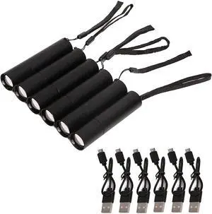 Rechargeable Mini LED Flashlights, 6pcs High Brightness Flash Light with Lithium Battery 3 Mode XPE 1200 Lumen Waterproof Zoomable Torch with USB Cable for Camping, Hiking, Riding, etc Rechargeable Mini LED Flashlights, 6pcs High Brightness Flash Light with Lithium Battery 3 Mode XPE 1200 Lumen Waterproof Zoomable Torch with USB Cable for Camping, Hiking, Riding, etc