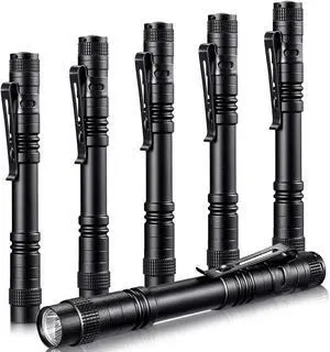 6 Pieces LED Pen Light Flashlight Small Mini Flashlight Pocket Light Penlight with Clip Compact Torch for Inspection Work and Repair
