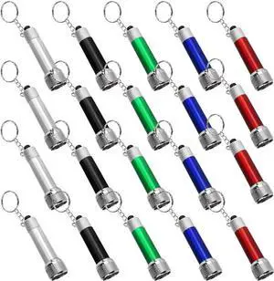 20 Packs Mini LED Flashlights 2.7 Inch Pocket Flashlight Keychain 5 Bulbs LED for Kids Camping Party 5 Colors