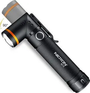 NICRON Flashlight, N72 800 Lumens Tactical Flashlight, 90 Degree Flashlight IPX4 Waterproof Led Flashlight 4 Modes- Best High Lumens are for Camping, Outdoor,Maintain (18650/AAA Not Included)