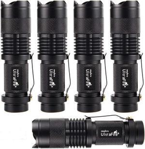 ULTRAFIRE 5 Pack SK68 Tactical and Small Flashlights,7w 3-Mode Pocket Torch Adjustable Focus Zoom Light Lamp
