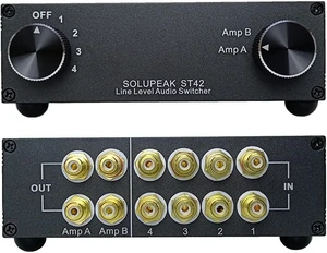 ST42 4-Way RCA Audio Switcher Selector Box ST42 4-Way RCA Audio Switcher Selector Box