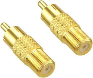 F-Type Female to RCA Male Coaxial Cable Audio Adapter Gold Plated Connector 2-Pack