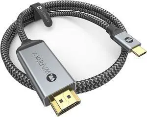 USB C to HDMI Cable 4K WARRKY [Anti-Interference Gold-Plated Plugs] Thunderbolt 3/4 Compatible Braided Cord for New iPad MacBook Pro/Air iMac Galaxy S20 S10 S9 S8 Surface Dell HP 6FT
