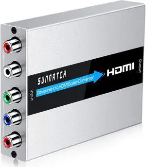 Component to HDMI Converter with Scaler Function RGB to HDMI 5RCA YPbPr to HDMI Converter Adapter Component in HDMI Out Converter(1080P Aluminum)