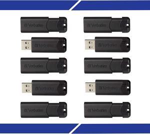 32GB Pinstripe USB 3.2 Gen 1 Flash Drive Retractable Thumb Drive - 10 Pack Black