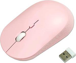 YUMQUA Wireless Mouse for Laptop, Slim 2.4G Optical Silent Computer Mouse with USB Receiver, 3 Levels DPI Cordless Mice for Chromebook PC Windows MacBook, Pink