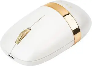 AZIO IZO Wireless Bluetooth Mouse with Round Ergonomic Form Optical Sensor Adjustable DPI Rechargeable PC & Mac - White Blossom