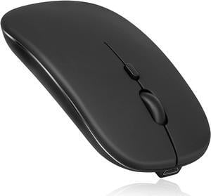 2.4GHz & Bluetooth Mouse, Rechargeable Wireless Mouse for Microsoft Surface Duo Bluetooth Wireless Mouse for Laptop/PC/Mac/iPad pro/Computer/Tablet/Android Onyx Black