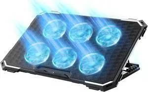 Laptop Cooling Pad with 6 Cooling Fans Laptop Cooler Stand with 6 Height Adjustable Laptop Fan Cooling Pad for 12-17 Inch Two USB 2.0 Port The Wind Speed Adjustable [2022 Version]