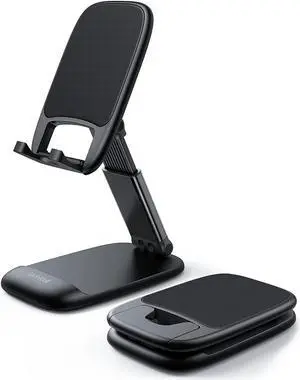 Foldable Phone Stand for Desk - Height Adjustable Cell Phone Holder Portable Cellphone Cradle Desktop Dock Compatible with iPhone 13 Pro Max Mini 12 11 XR X 8 7 6 Plus SE 4-8 Smartphone