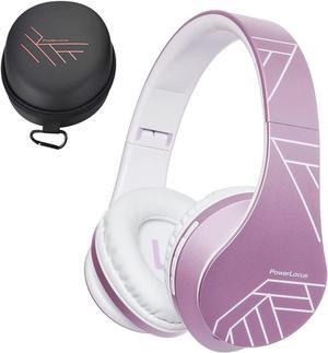 PowerLocus Bluetooth Headphones Over Ear, Wireless Headphones with Microphone, Foldable Headphone, Soft Memory Foam Earmuffs & Lightweight, Micro SD/TF,FM Radio for iPhone/Android/Tablet/PC/TV(Purple)