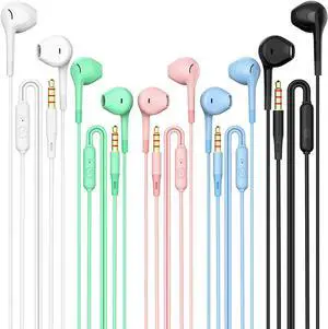 Earbuds Earbuds 5 One Pack Wired Earbuds with Subwoofer Stereo Blocking Microphone Compatible with iPhone Android Phone Laptop Computer iPad or Any Device with 3.5mm Interface