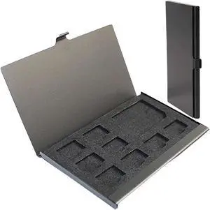 PCTC Aluminum Alloy Hard Shell 9 in 1 Memory Card Holder Case - 9 Slots for SD & TF Cards PCTC Aluminum Alloy Hard Shell 9 in 1 Memory Card Holder Case - 9 Slots for SD & TF Cards
