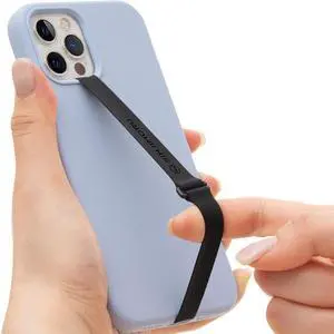 Stretching Silicone Phone Strap as Cell Phone Grip Holder Reusable Slim Cell Phone Holder for Hand with Clip for Galaxy & iPhone Case. Sinji Finger Strap Clip (Black 230)