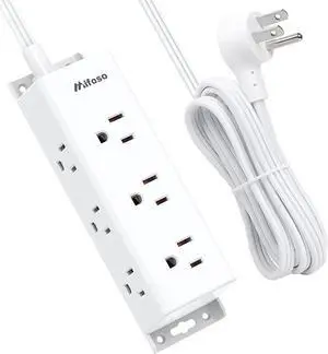 Surge Protector Power Strip - 9 Widely Spaced Multi Outlets Wall Mount 3 Side Outlet Extender with 5Ft Extension Cord Flat Plug for Home Office