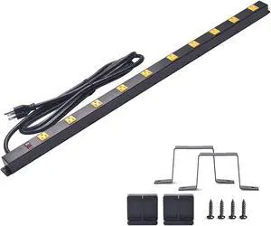 10-Outlet Heavy Duty Power Strip Surge Protector Metal Long Extension Cord 6-Foot, SGS Certified,Black(1000J)