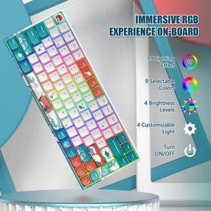COSTOM XVX M84 75% Wireless/Wired Mechanical Keyboard, Compact 84 Keys Hot Swappable Gaming Keyboard, N-Key Rollover RGB Custom Keyboard for Windows Mac PC Gamer (Coral Sea, Gateron Yellow Switch)