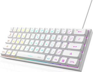 Mini 60% Gaming Keyboard, Upgrade RGB Backlit 61 Key Ultra-Compact Keyboard, TS91 Ergonomic Waterproof Mechanical Feeling Office Computer Keyboard for PC, MAC, PS4, Xbox ONE Gamer(White)