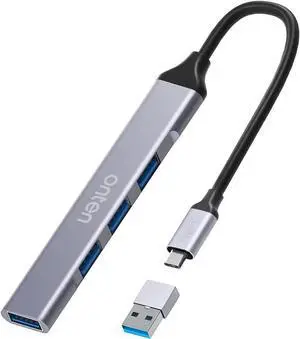 Onten USB C Hub,USB Hub. 4 Port USB C and USB to USB 3.0&USB 2.0 Adapter.USB C Splitter for MacBook Pro 2020/2019, iMac 2021, USB Splitter Aluminum Alloy, Color Gray