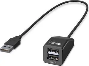 Plugable 2-in-1 USB Splitter with Dual USB 2.0 Ports, Compatible with Windows, Linux, macOS, Chrome OS, USB Multiport Hub for Laptops