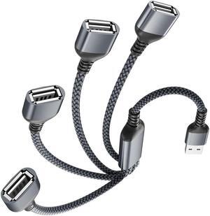 Elebase USB Splitter Y Cable 1FT,1 Male to 4 Female USB-A Expander Hub,Multi USB Port Extender,Extra Multiport Data Charger Split Adapter for Mac Macbook,Car,Xbox One Series X/S,Flash Drive,HDD,Laptop