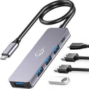 USB C Hub,Vunvooker 5in1 USBC Dongle with Long Cable,USB-C Expander for Laptop(100W PD,4 Port USB 3.0 Hub),Slim Mini Data Adapter for MacBook Pro/Air,iMac,Surface,XPS,Notebook USB C Hub,Vunvooker 5in1 USBC Dongle with Long Cable,USB-C Expander for Laptop(100W PD,4 Port USB 3.0 Hub),Slim Mini Data Adapter for MacBook Pro/Air,iMac,Surface,XPS,Notebook