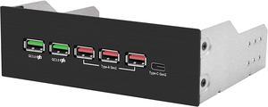 EZDIY-FAB 5.25in 10Gbps USB 3.1 Gen2 Hub and Type-C Port,Front Panel USB Hub with QC 3.0 Quick Charging