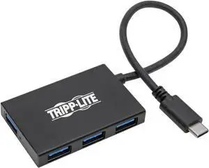 Tripp Lite Gen 1 USB-C Hub, Portable USB-C to USB-A Splitter for Charging and Data Transfer, Thunderbolt 3, 5 Gbps, 1.5 A, Aluminum (U460-004-4A-Al)