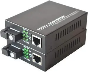 Gigabit Ethernet Fiber Media Converters, A Pair of 10/100/1000M RJ45 to 1000M Bi-Directional Single-Mode SC Fiber, up to 20Km(12.4mi)