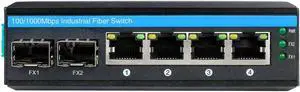OLYCOM 6-Port Hardened Industrial Gigabit PoE+ DIN-Rail Fiber Network Switch 4 x Gigabit PoE+ Ports 2 x 1.25G SFP Fiber Ports 120W for Outdoor Use