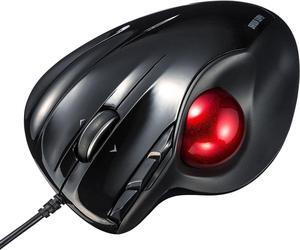 SANWA Wired Ergonomic Trackball Mouse, Programmable Roller Ball Mice, Tilt Scroll, 400/800/1200/1600 DPI, Computer trackball & Finger Rest, Compatible with Mac, Windows, Laptop, Chrome OS, Black