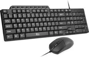 (10PACK) Wired Keyboard and Mouse,Rii RK203 Ultra Full Size Slim USB Basic Wired Keyboard Mouse Combo Set with Number Pad for Computer,Laptop,PC,Notebook,Windows