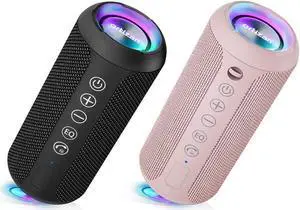 Ortizan Black & Pink Portable Bluetooth Speaker, IPX7 Waterproof Wireless Speaker with 24W Loud Stereo Sound