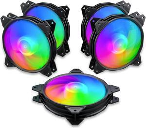 upHere 120mm Silent RGB Case Fan Adjustable Colorful Computer Cooling Fans,5-Pack 1,PF1206-5